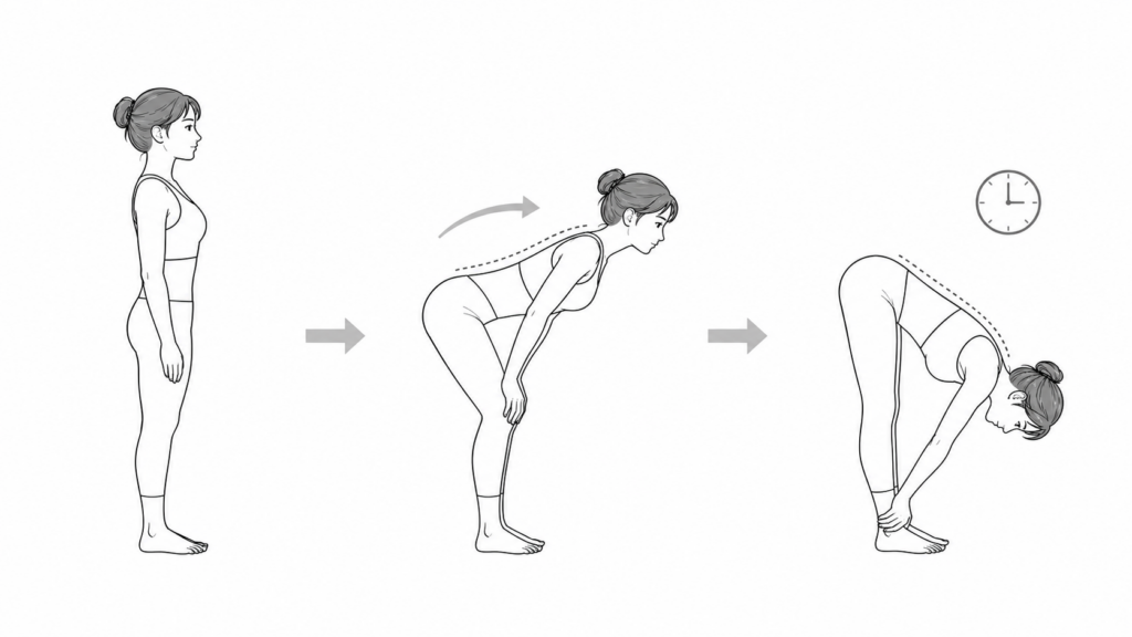 立って行う前屈ストレッチ